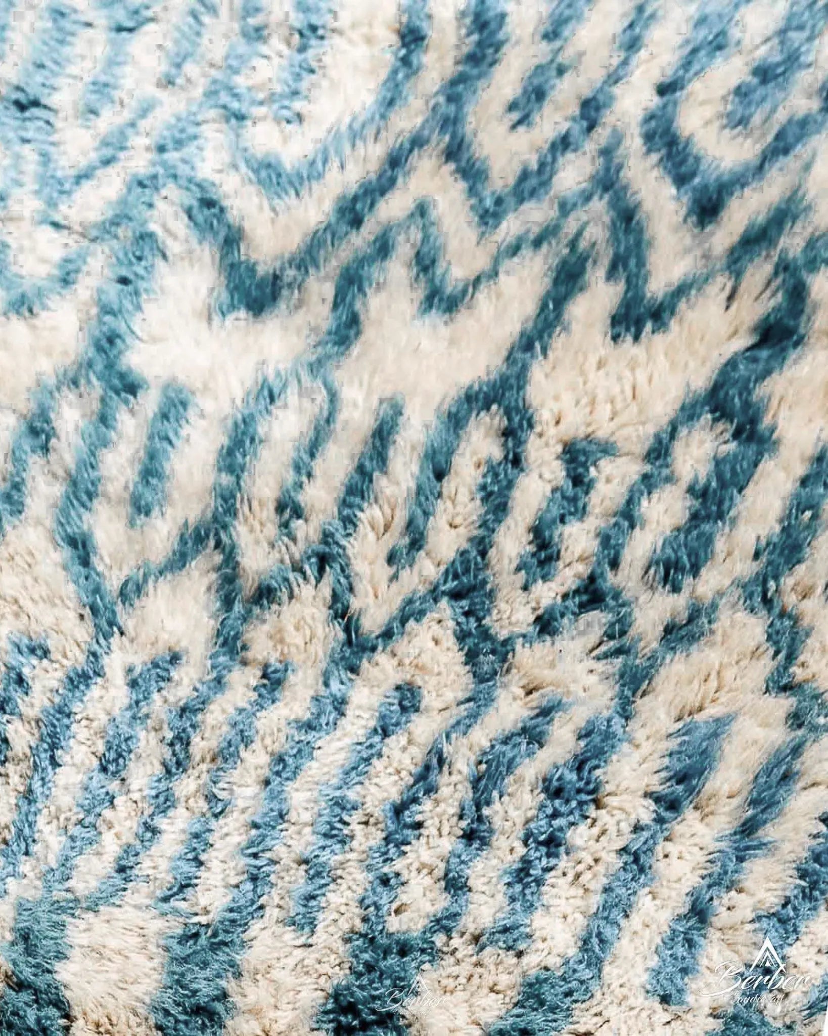 Blue Striped Runner Rug 3 X 5 Ft | 90 X 150 Cm / With Tassels / Short (0.4” / 1 cm)