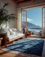 Blue Treillis Rug-Berber Handicraft