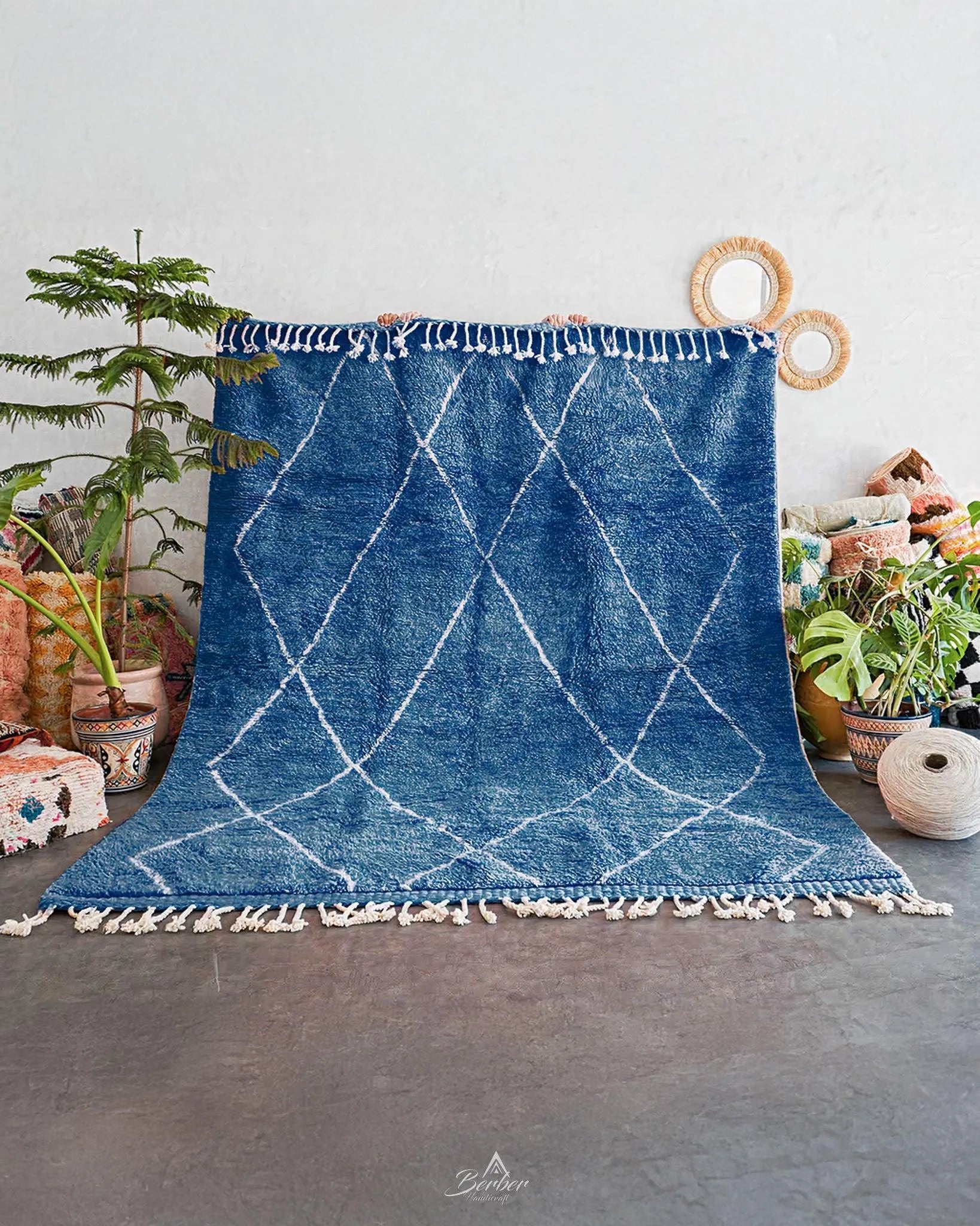 Blue Treillis Rug-Berber Handicraft