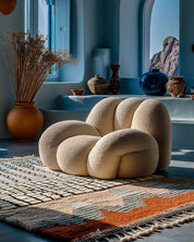 Blue Tribal Rug 3 X 5 Ft | 90 X 150 Cm / With Tassels / Short (0.4” / 1 cm)