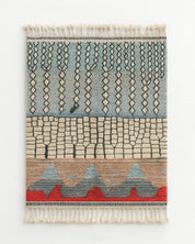 Blue Tribal Rug 3 X 5 Ft | 90 X 150 Cm / With Tassels / Short (0.4” / 1 cm)