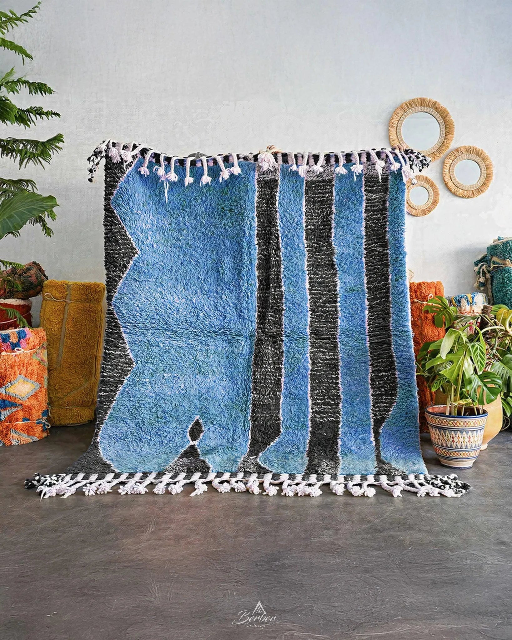 Blue Woven Rug-Berber Handicraft
