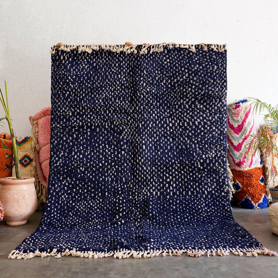 Blue Dotted Berber Rug - Berber Handicraft