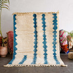 Blue White Azilal Rug - Berber Handicraft