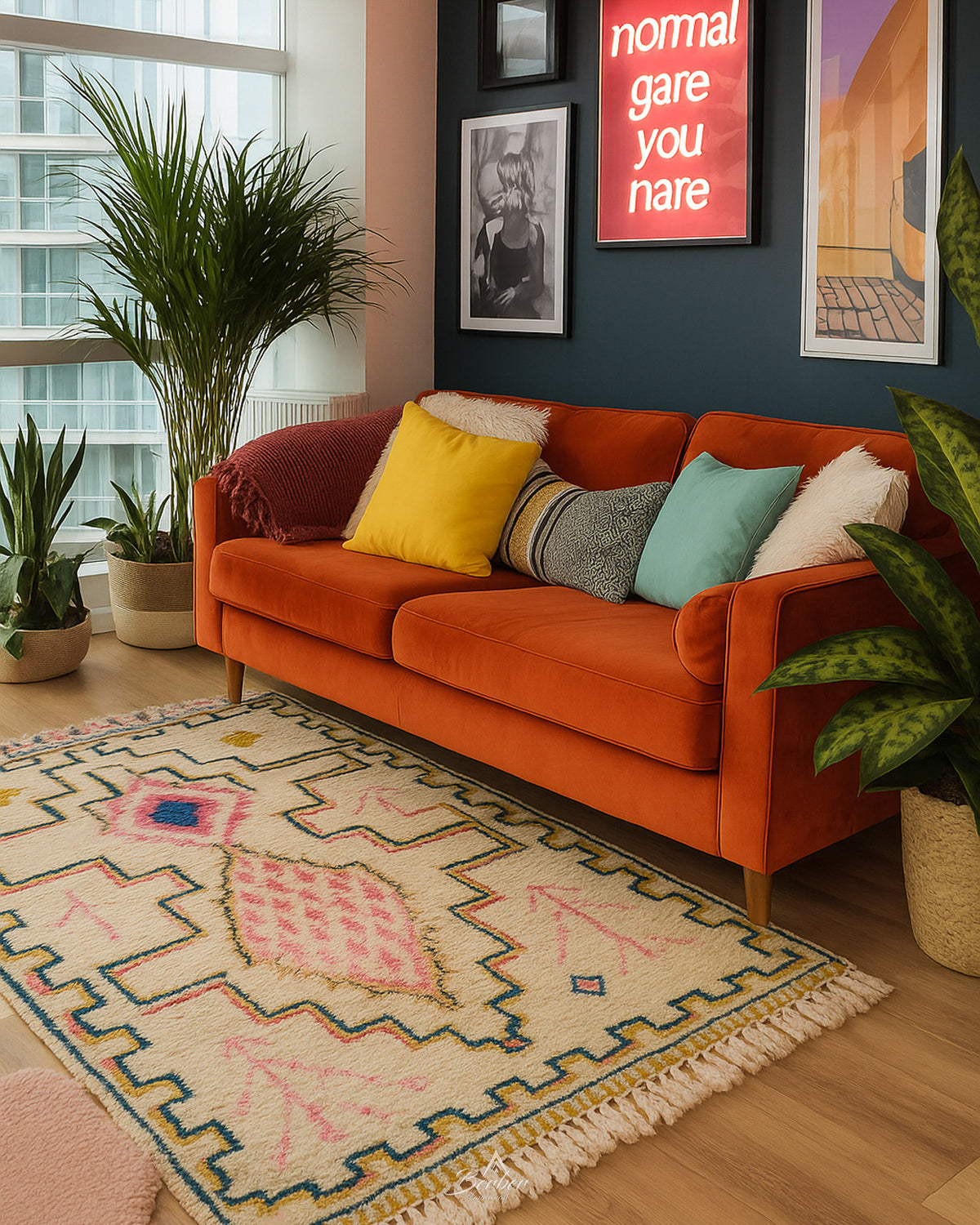 Bohemian Azilal Rug 3 X 5 Ft | 90 X 150 Cm / With Tassels / Short (0.4” / 1 cm)