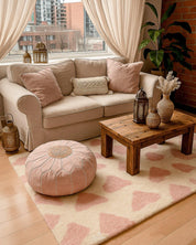 Bohemian Pink Rug 3 X 5 Ft | 90 X 150 Cm / With Tassels / Short (0.4” / 1 cm)