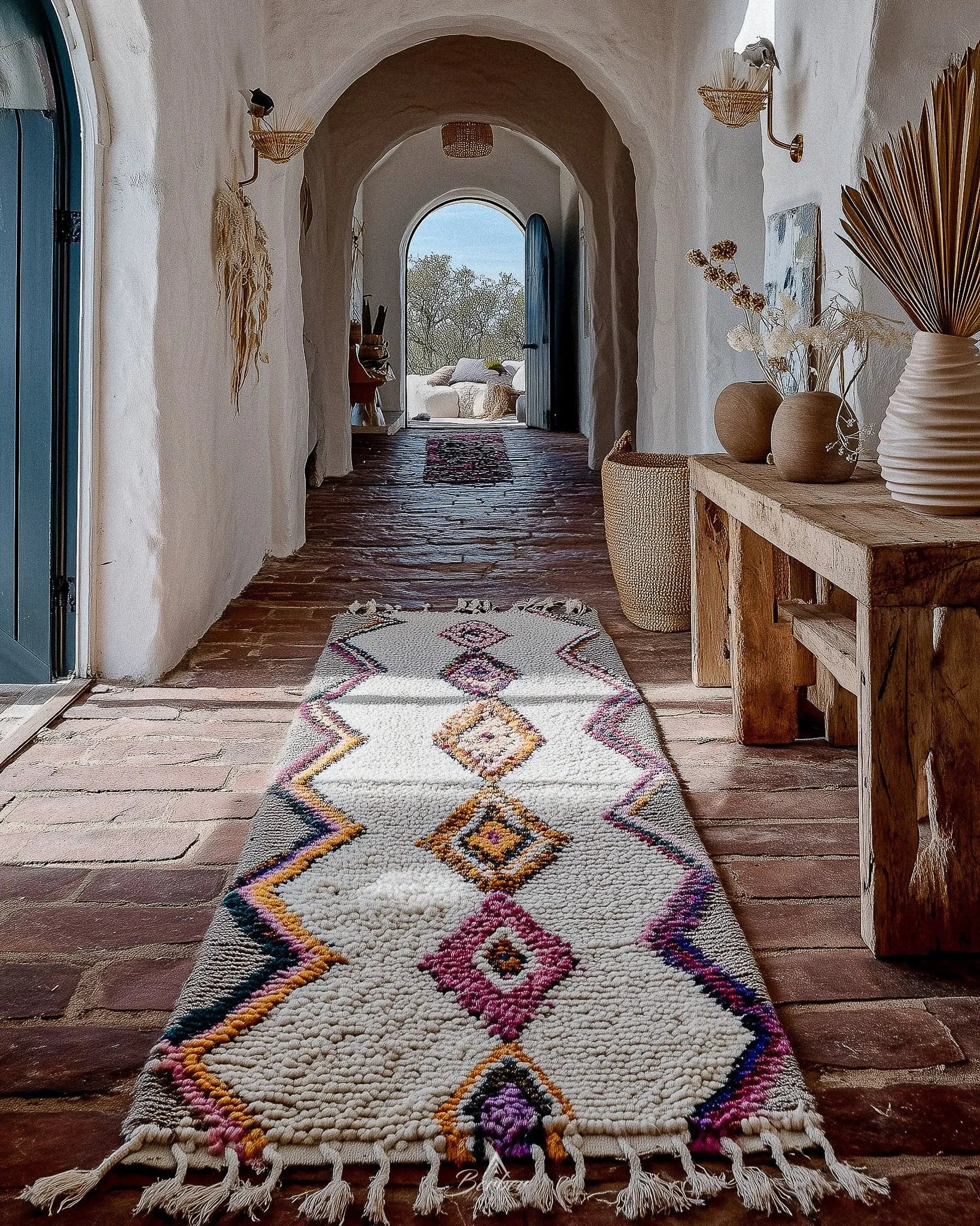 Bohemian Runner 2 X 6 Ft | 60 X 180 Cm / With Tassels / Short (0.4” / 1 cm)