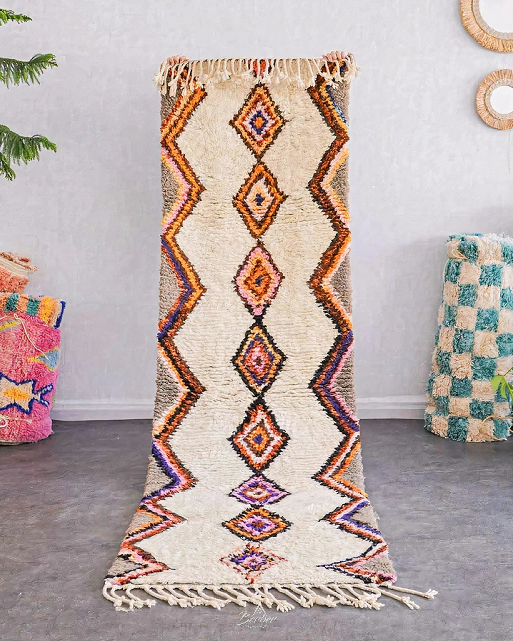 Bohemian Runner 2 X 6 Ft | 60 X 180 Cm / With Tassels / Short (0.4” / 1 cm)
