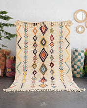 Bohemian Wool Rug 3 X 5 Ft | 90 X 150 Cm / With Tassels / Short (0.4” / 1 cm)
