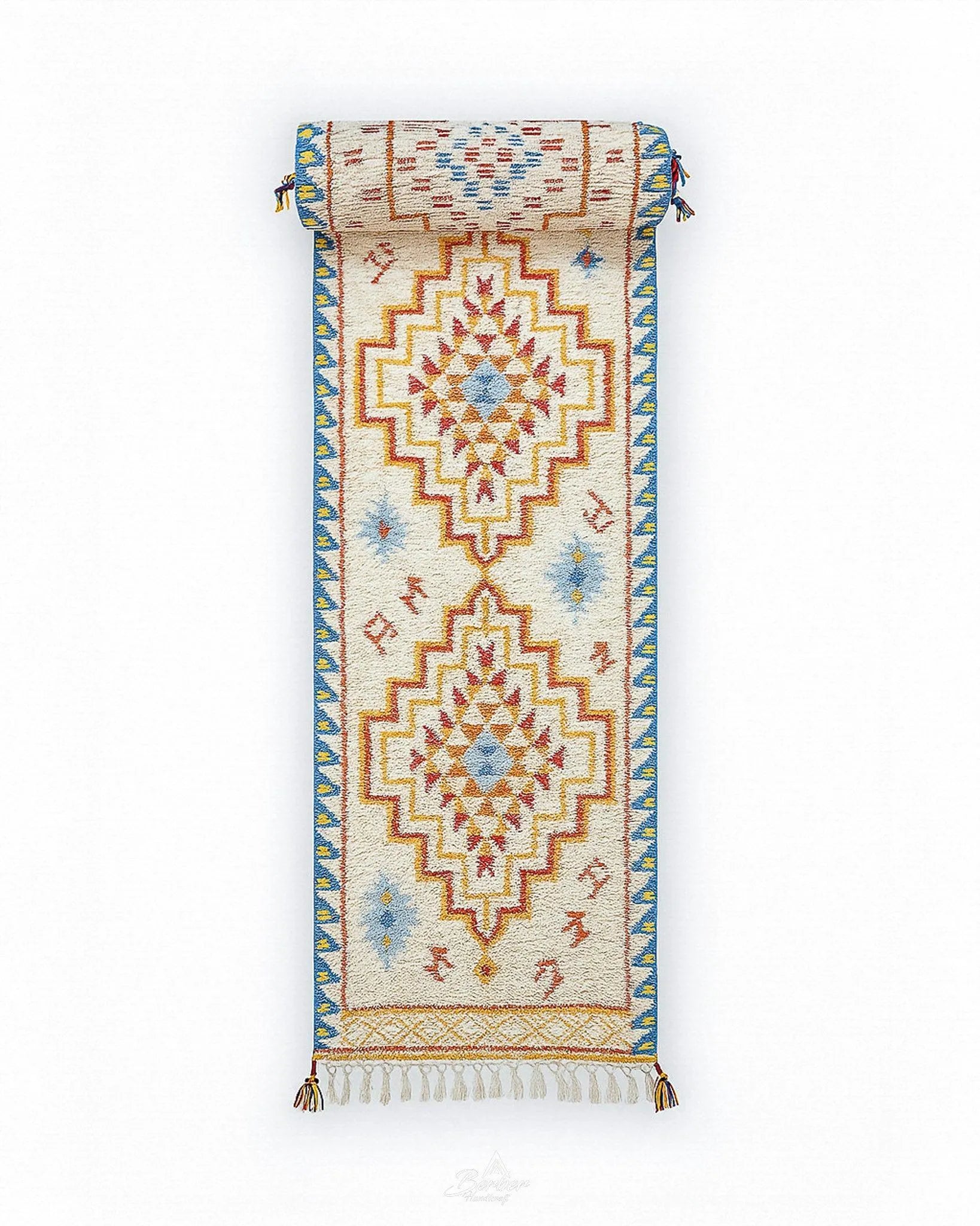 Boho Runner 2 X 6 Ft | 60 X 180 Cm / With Tassels / Short (0.4” / 1 cm)