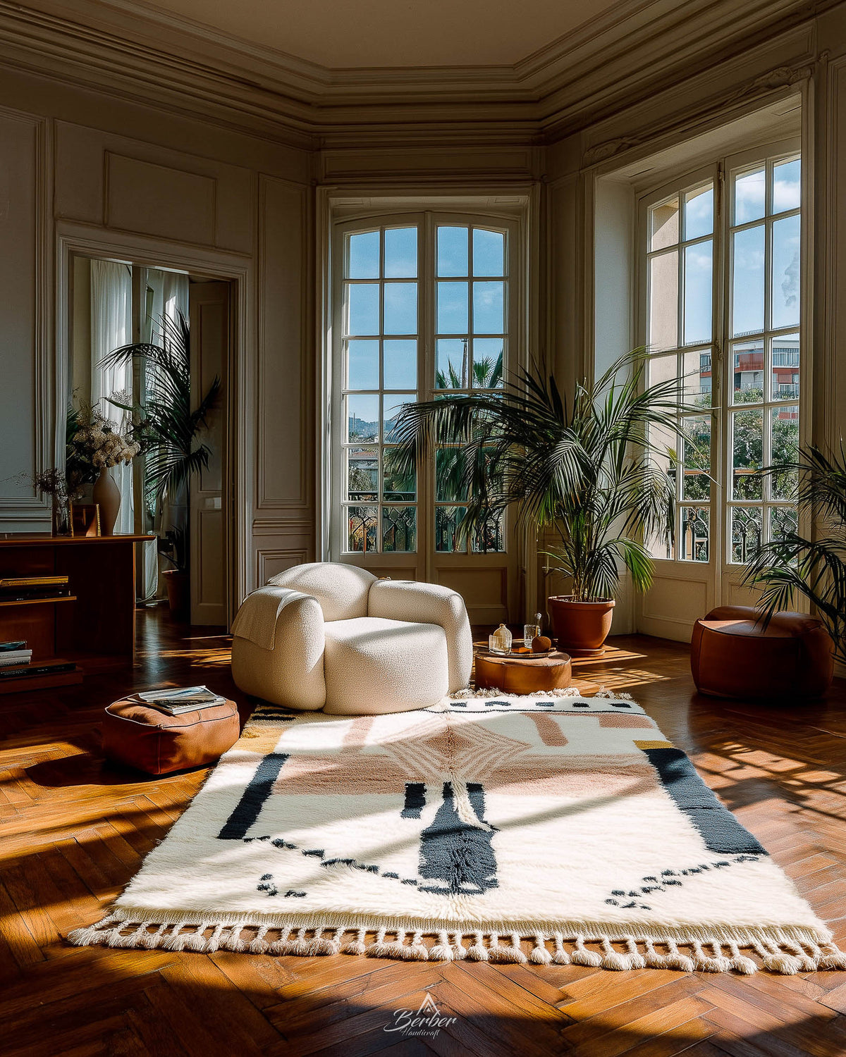 Brown Boho Wool Rug
