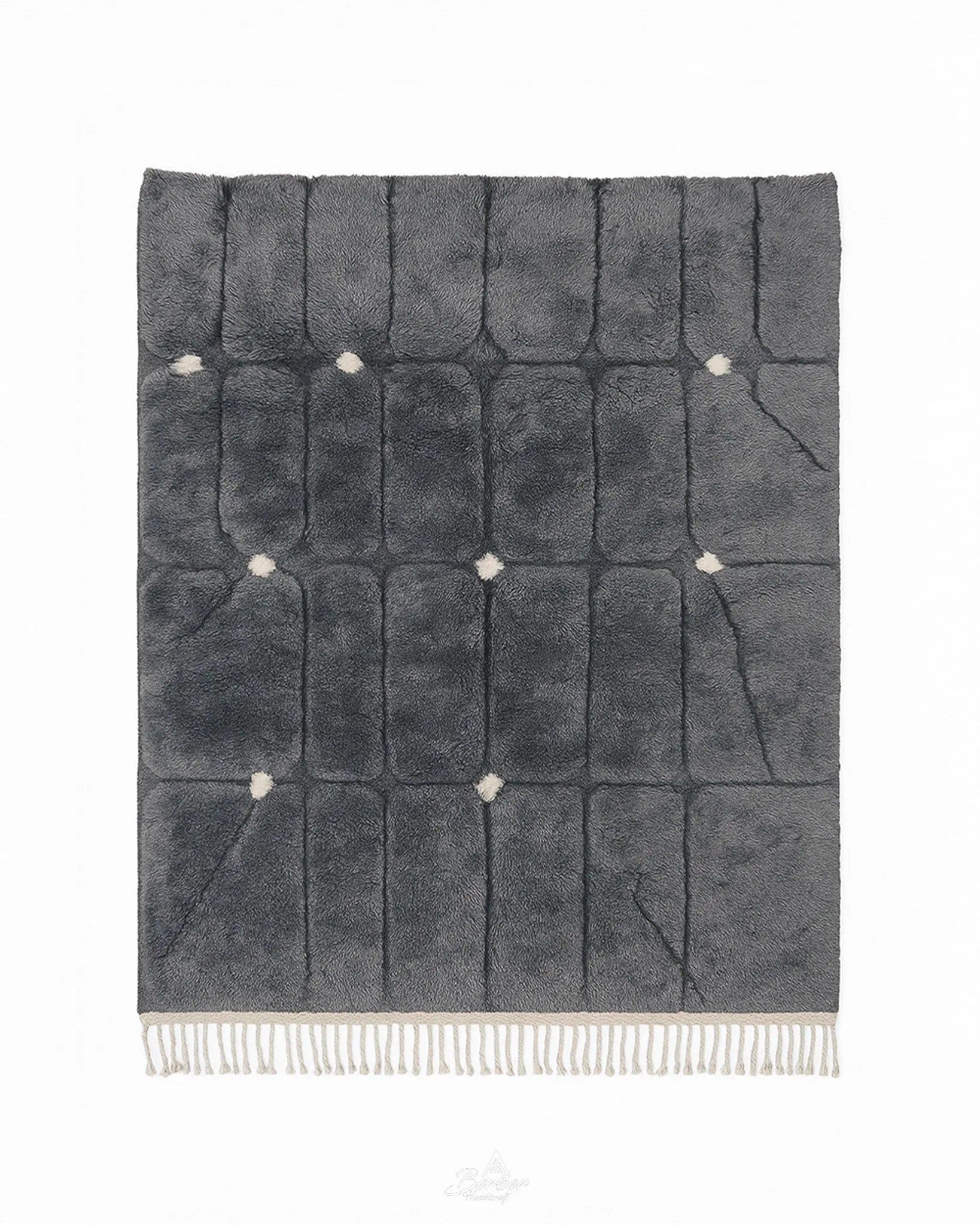 Bold Beni Ourain Rug 3 X 5 Ft | 90 X 150 Cm / With Tassels / Short (0.4” / 1 cm)