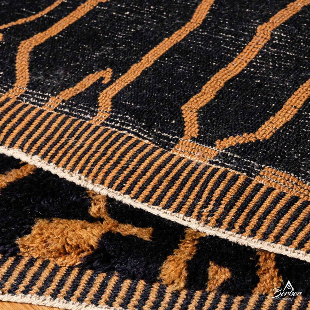 Black Wool Area Rug - Berber Handicraft