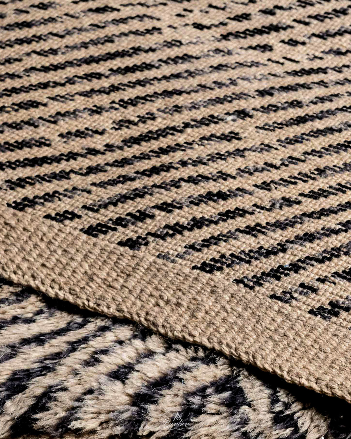 Striped Beni Ourain Rug 3 X 5 Ft | 90 X 150 Cm / With Tassels / Short (0.4” / 1 cm)