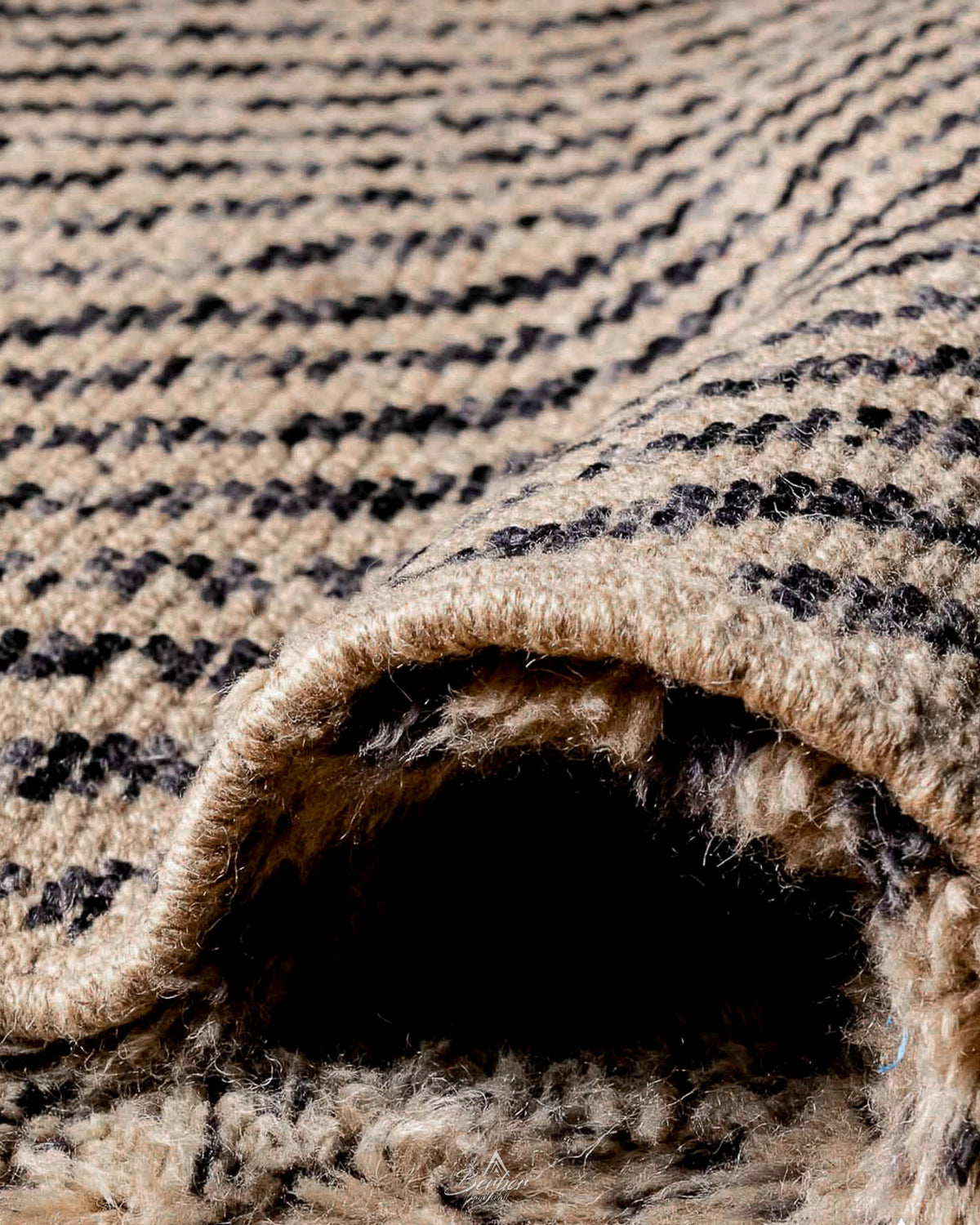 Striped Beni Ourain Rug 3 X 5 Ft | 90 X 150 Cm / With Tassels / Short (0.4” / 1 cm)
