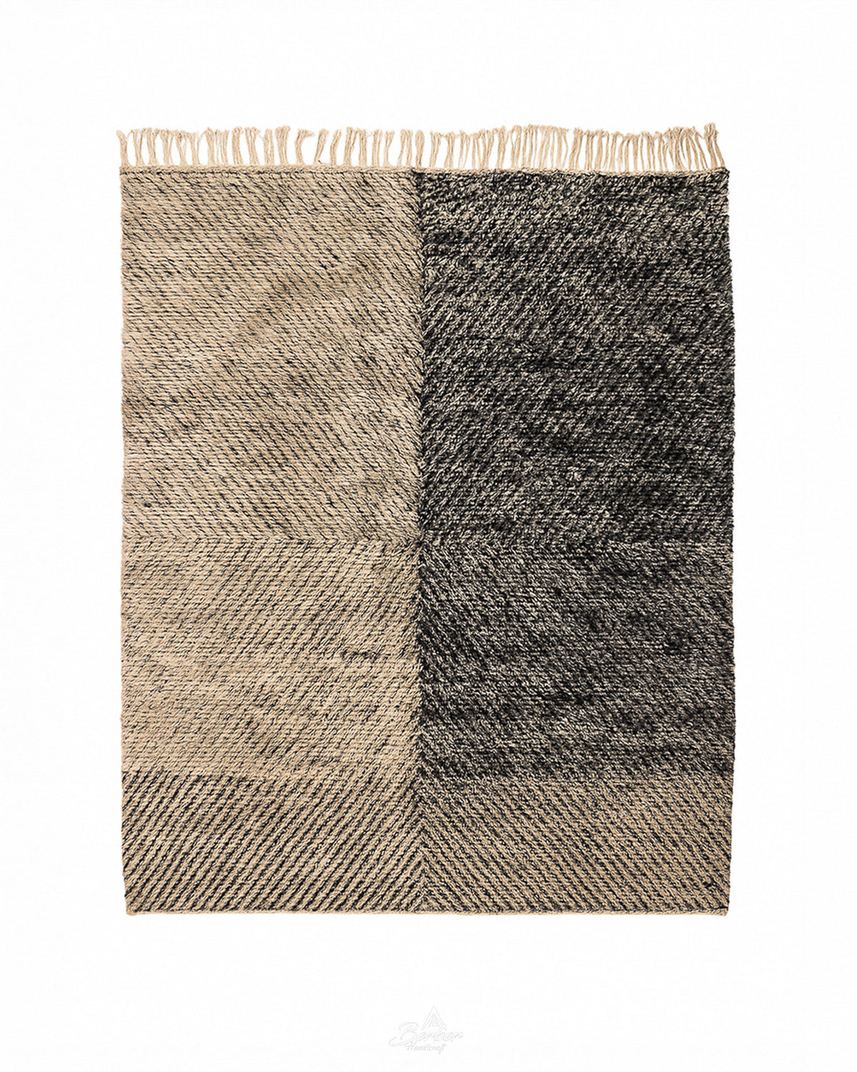 Striped Beni Ourain Rug 3 X 5 Ft | 90 X 150 Cm / With Tassels / Short (0.4” / 1 cm)