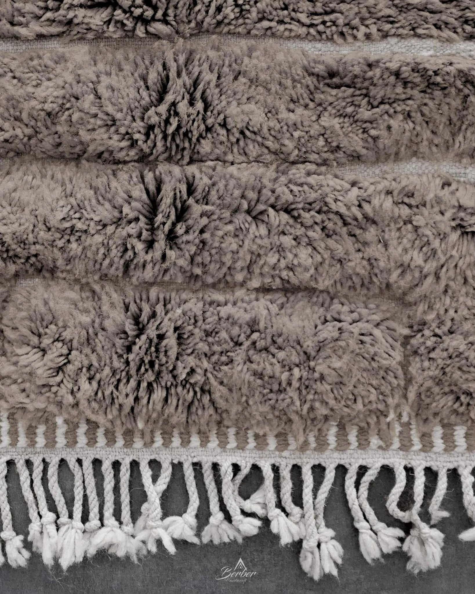 Brown Beni Ourain Carpet 3 X 5 Ft | 90 X 150 Cm / With Tassels / Short (0.4” / 1 cm)