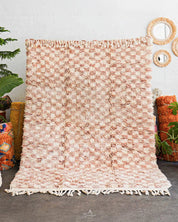 Brown Checkered Rug 3 X 5 Ft | 90 X 150 Cm / With Tassels / Short (0.4” / 1 cm)