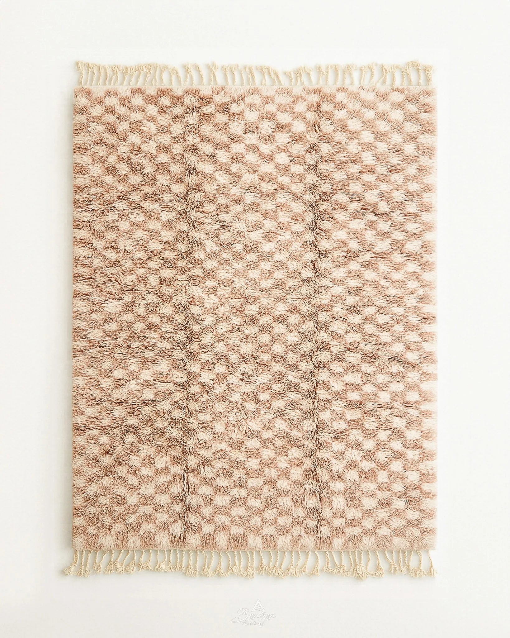 Brown Checkered Rug 3 X 5 Ft | 90 X 150 Cm / With Tassels / Short (0.4” / 1 cm)