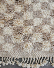 Brown Checkered Runner 2 X 6 Ft | 60 X 180 Cm / With Tassels / Short (0.4” / 1 cm)
