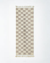 Brown Checkered Runner 2 X 6 Ft | 60 X 180 Cm / With Tassels / Short (0.4” / 1 cm)