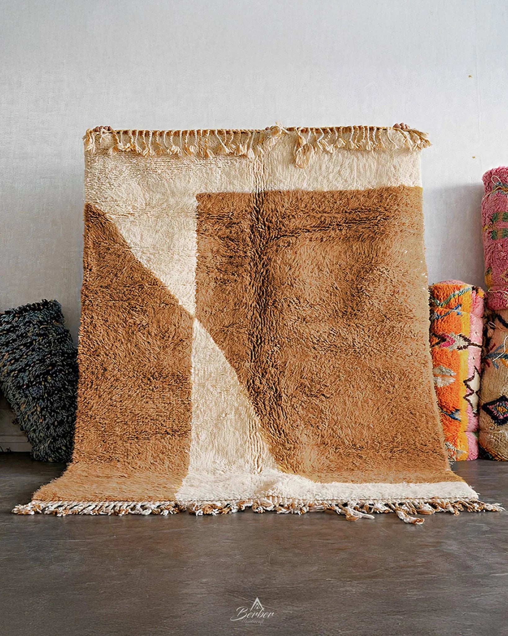 Brown Handwoven Rug 3 X 5 Ft | 90 X 150 Cm / With Tassels / Short (0.4” / 1 cm)