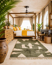 Brown Moroccan Area Rug 3 X 5 Ft | 90 X 150 Cm / With Tassels / Short (0.4” / 1 cm)