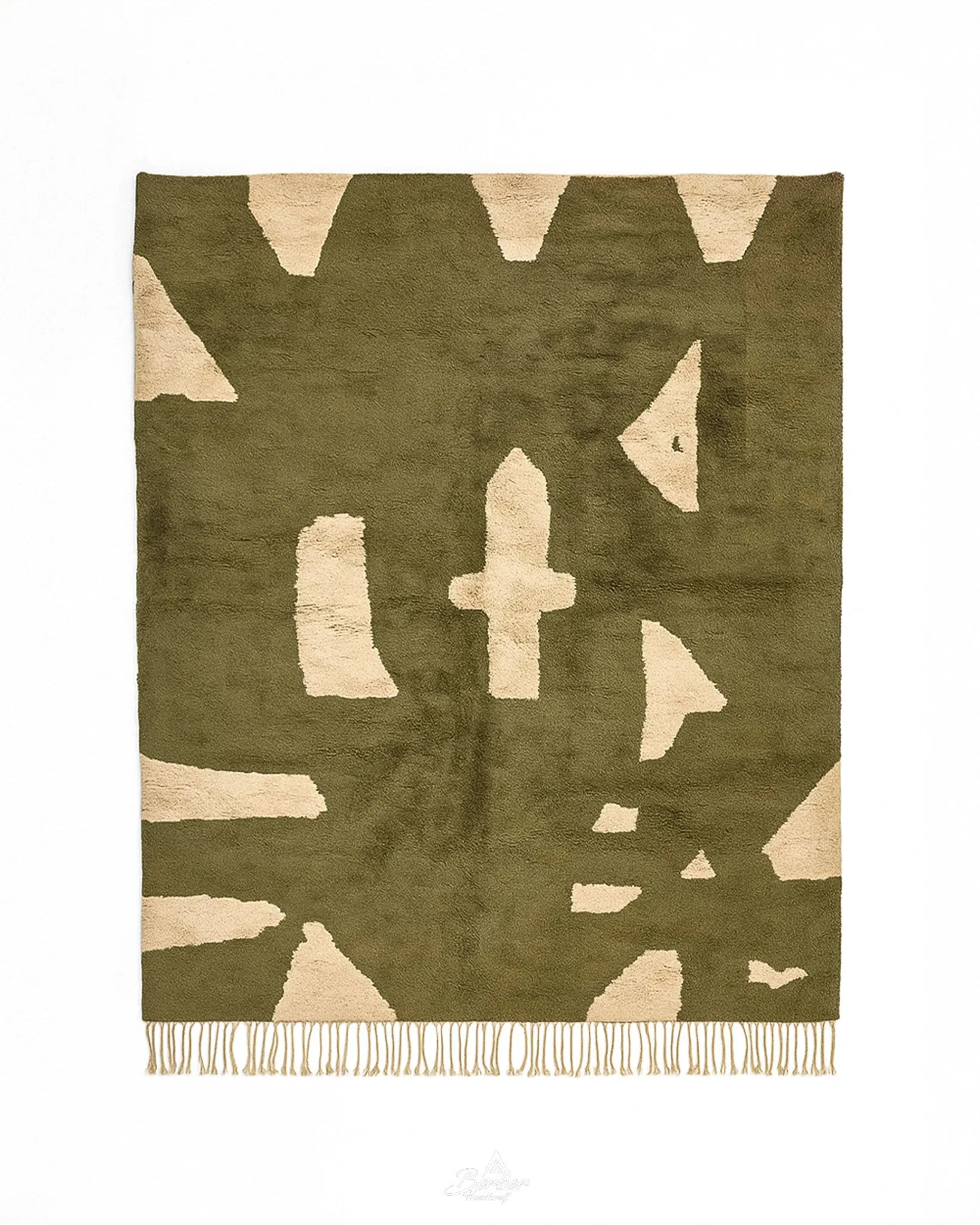 Brown Moroccan Area Rug 3 X 5 Ft | 90 X 150 Cm / With Tassels / Short (0.4” / 1 cm)