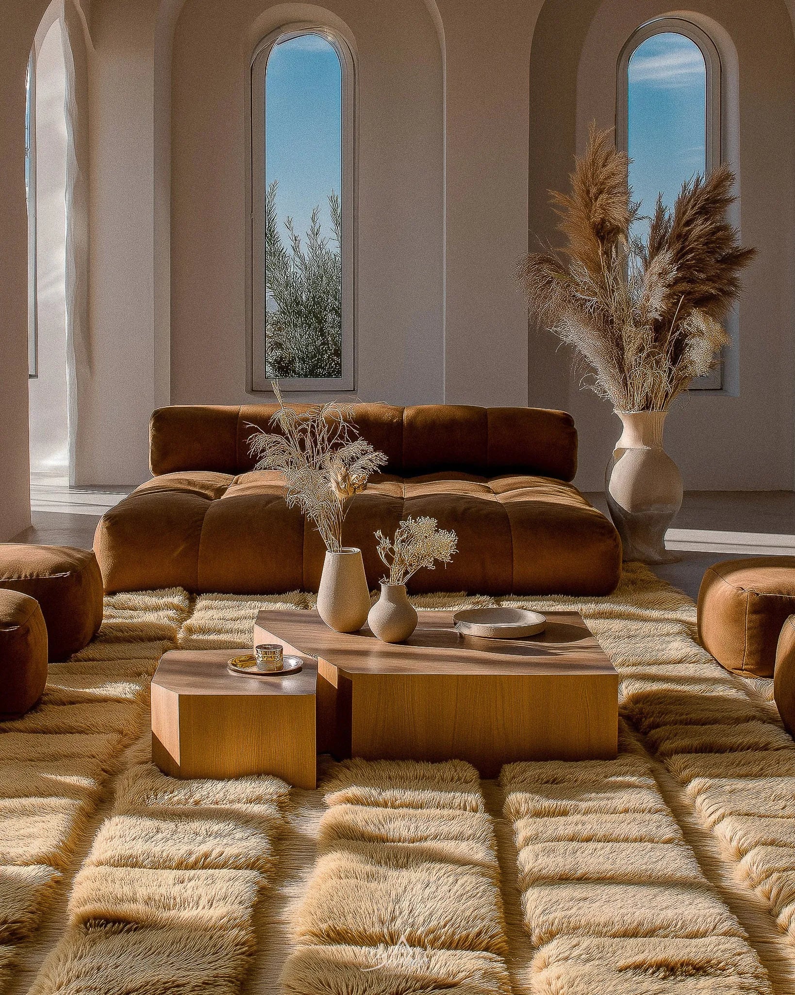 Brown Morrocan Area Rug 3 X 5 Ft | 90 X 150 Cm / With Tassels / Short (0.4” / 1 cm)