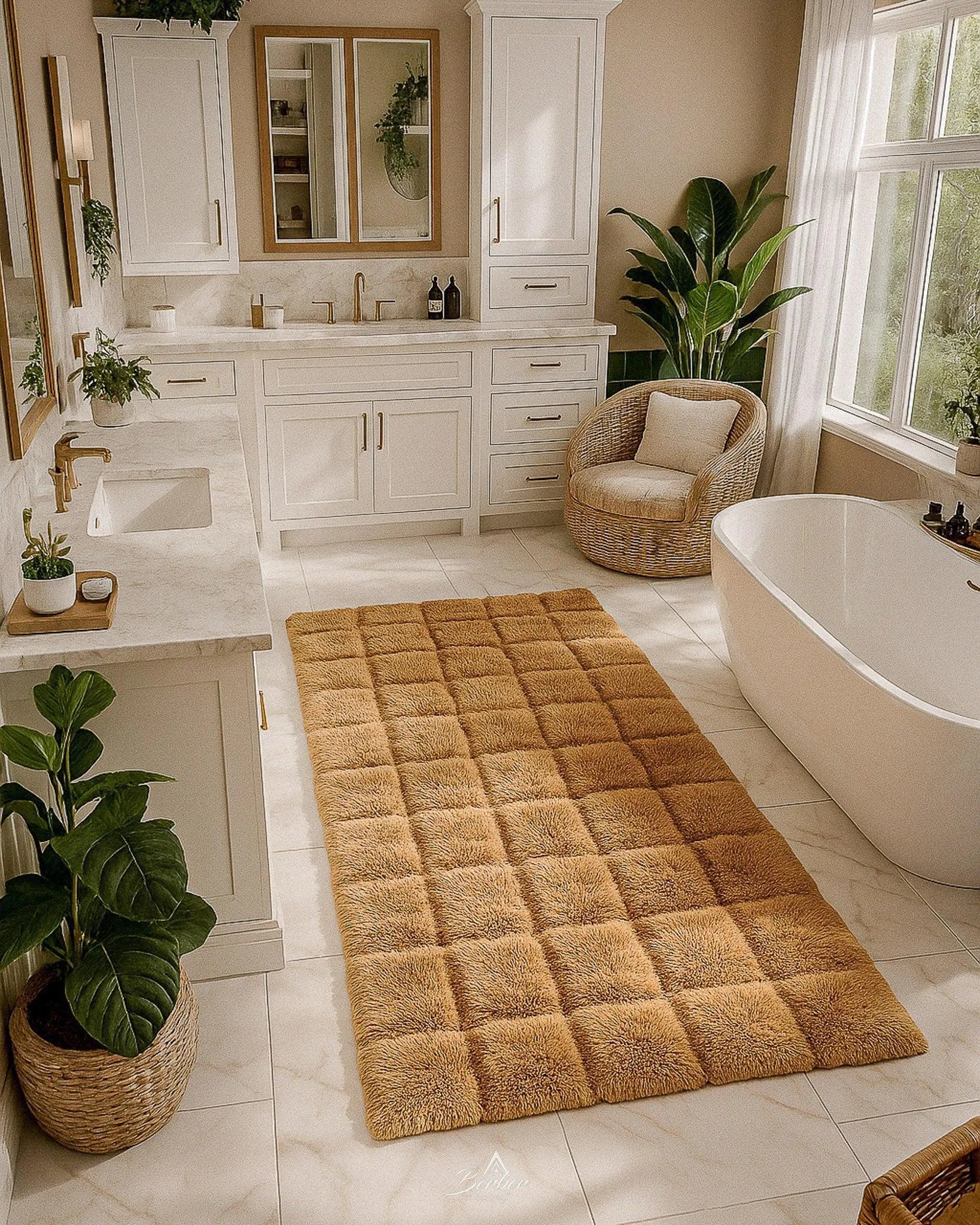 Brown Morrocan Area Rug 3 X 5 Ft | 90 X 150 Cm / With Tassels / Short (0.4” / 1 cm)