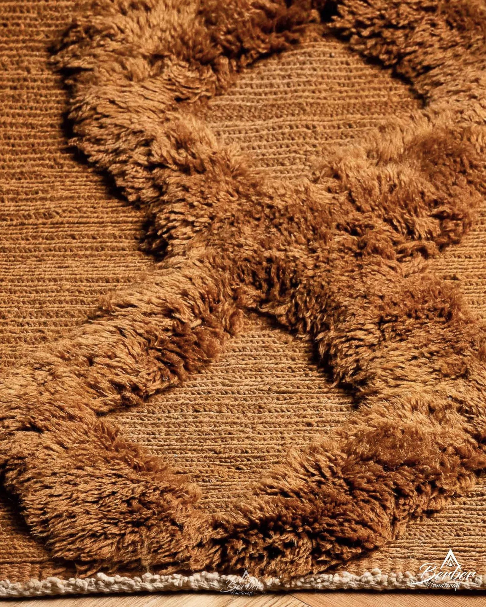 Brown Treillis Moroccan Rug 3 X 5 Ft | 90 X 150 Cm / With Tassels / Short (0.4” / 1 cm)
