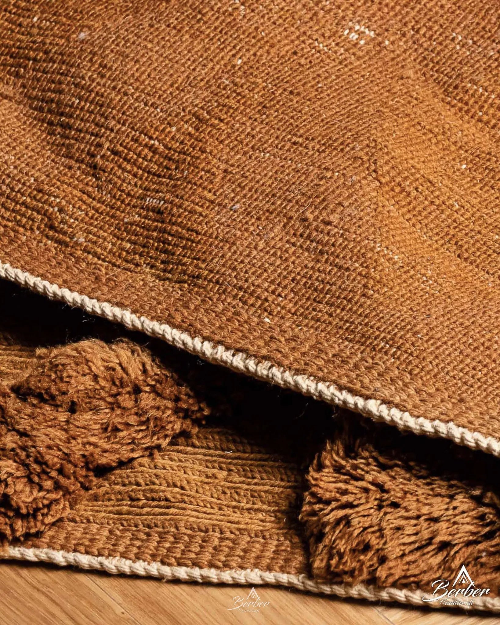 Brown Treillis Moroccan Rug 3 X 5 Ft | 90 X 150 Cm / With Tassels / Short (0.4” / 1 cm)