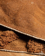 Brown Treillis Moroccan Rug 3 X 5 Ft | 90 X 150 Cm / With Tassels / Short (0.4” / 1 cm)