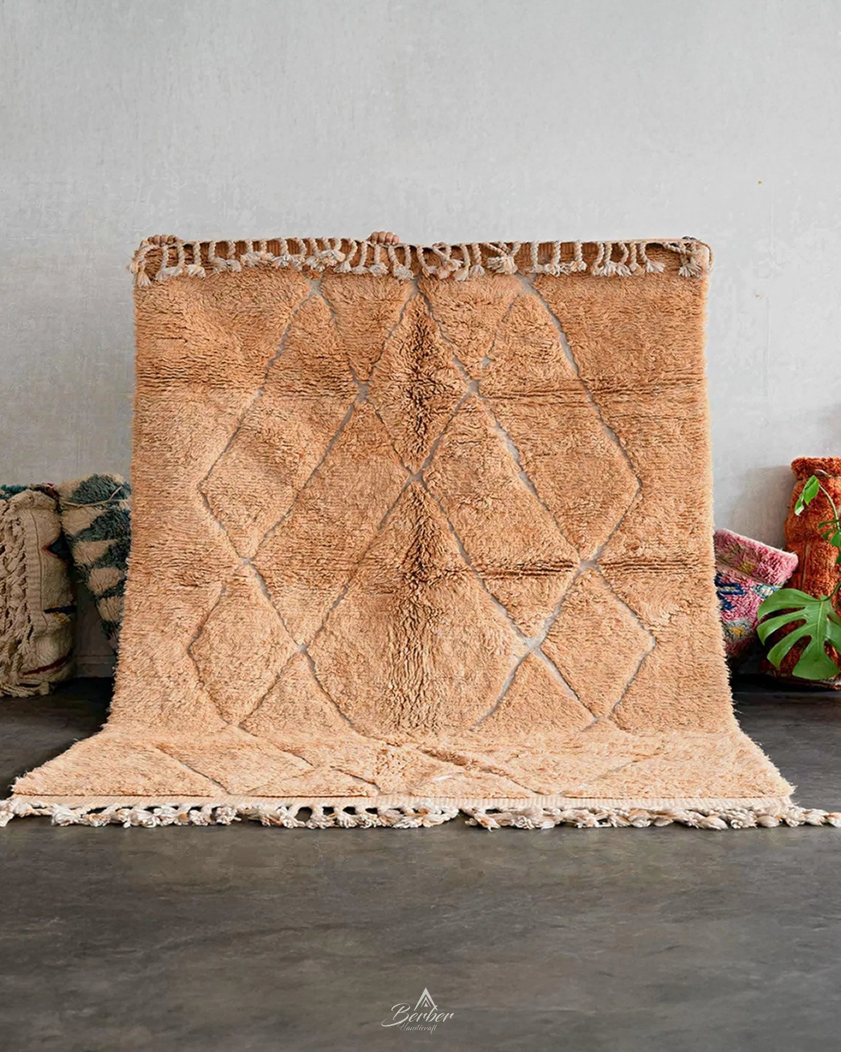Brown Trellis Rug 3 X 5 Ft | 90 X 150 Cm / With Tassels / Short (0.4” / 1 cm)