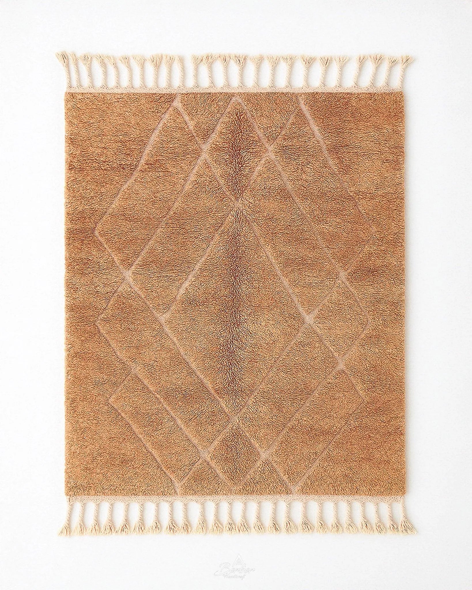 Brown Trellis Rug 3 X 5 Ft | 90 X 150 Cm / With Tassels / Short (0.4” / 1 cm)