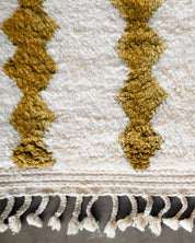 Brown White Azilal Rug 3 X 5 Ft | 90 X 150 Cm / With Tassels / Short (0.4” / 1 cm)