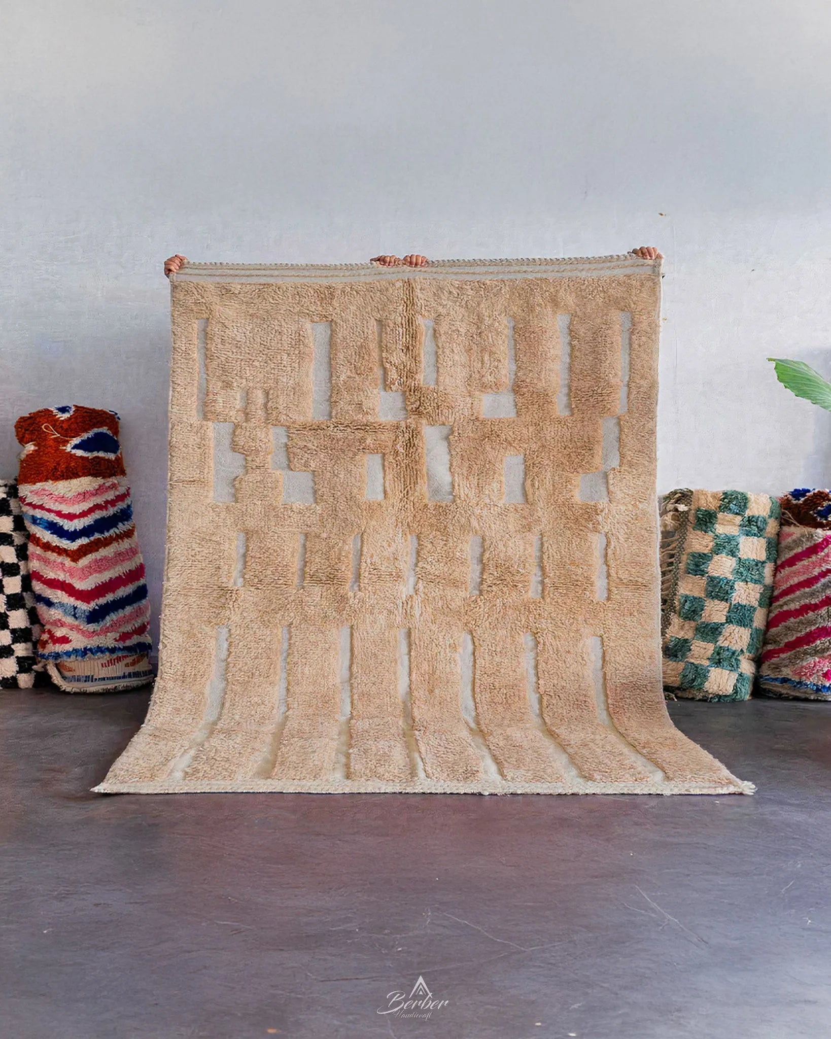 Brown Wool Rug 3 X 5 Ft | 90 X 150 Cm / With Tassels / Short (0.4” / 1 cm)