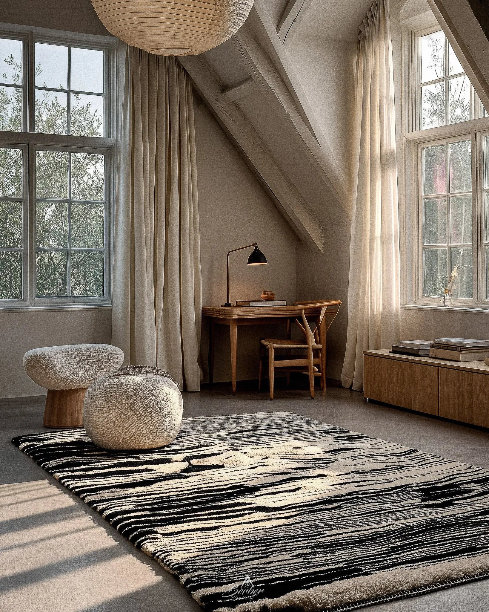 Brown and Black Striped Rug 3 X 5 Ft | 90 X 150 Cm / With Tassels / Short (0.4” / 1 cm)