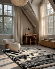 Brown and Black Striped Rug 3 X 5 Ft | 90 X 150 Cm / With Tassels / Short (0.4” / 1 cm)