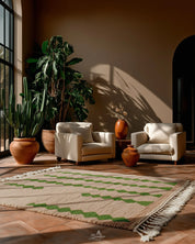 Brown and Green Moroccan Rug-Berber Handicraft