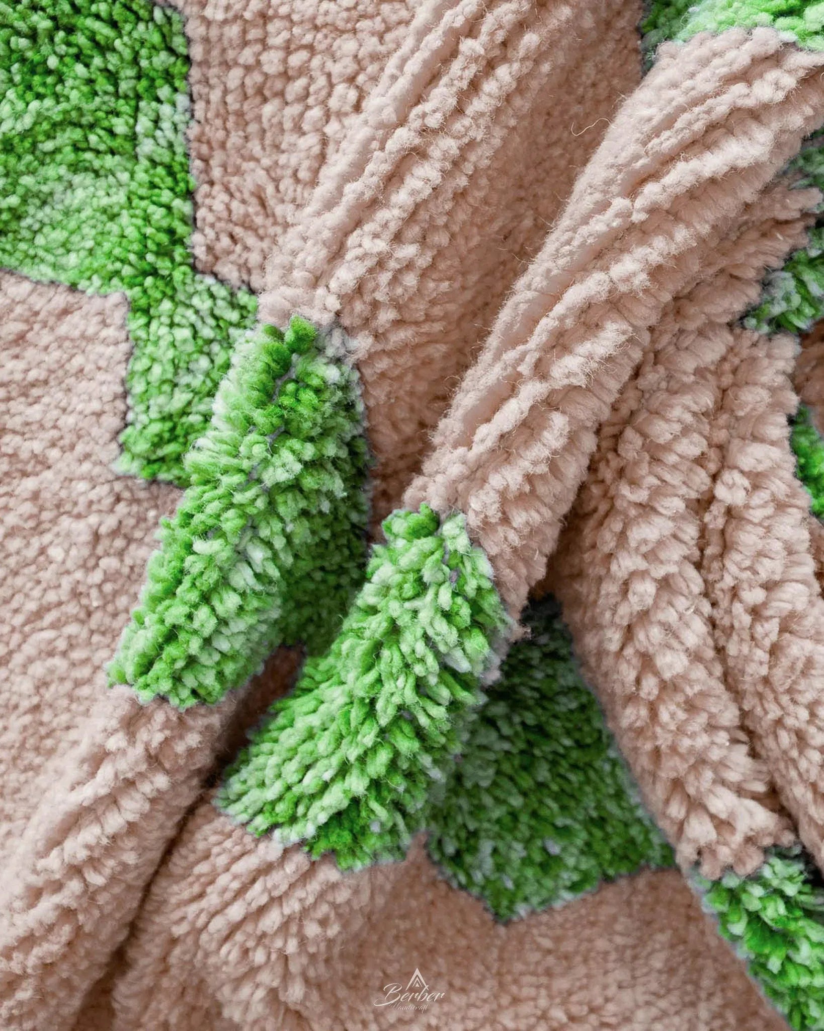 Brown and Green Moroccan Rug-Berber Handicraft