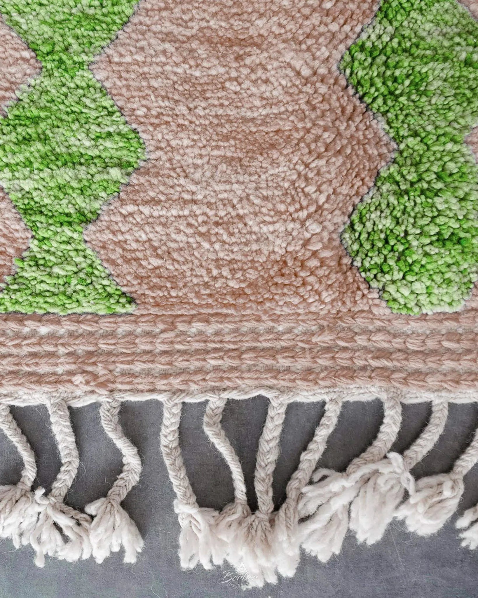 Brown and Green Moroccan Rug-Berber Handicraft