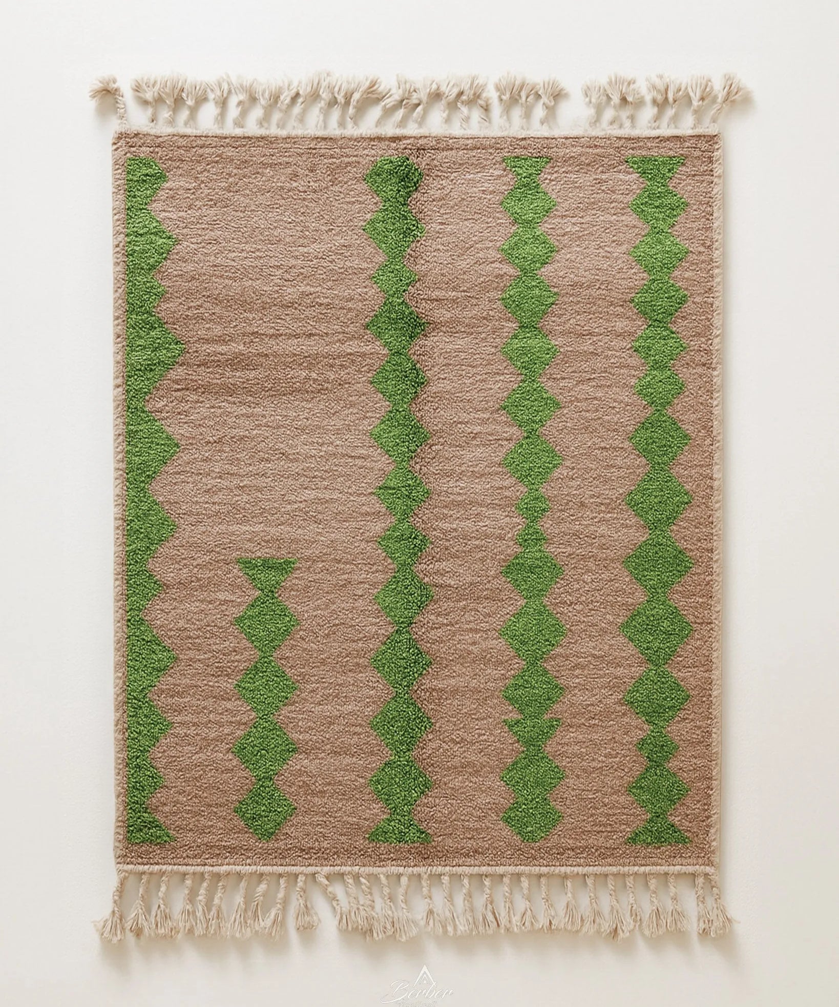 Brown and Green Moroccan Rug-Berber Handicraft