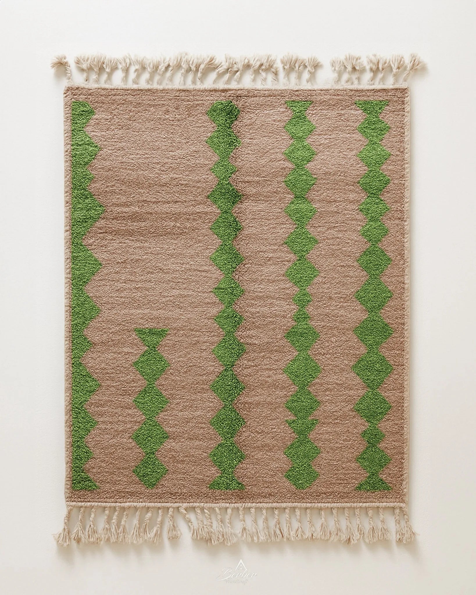 Brown and Green Moroccan Rug-Berber Handicraft
