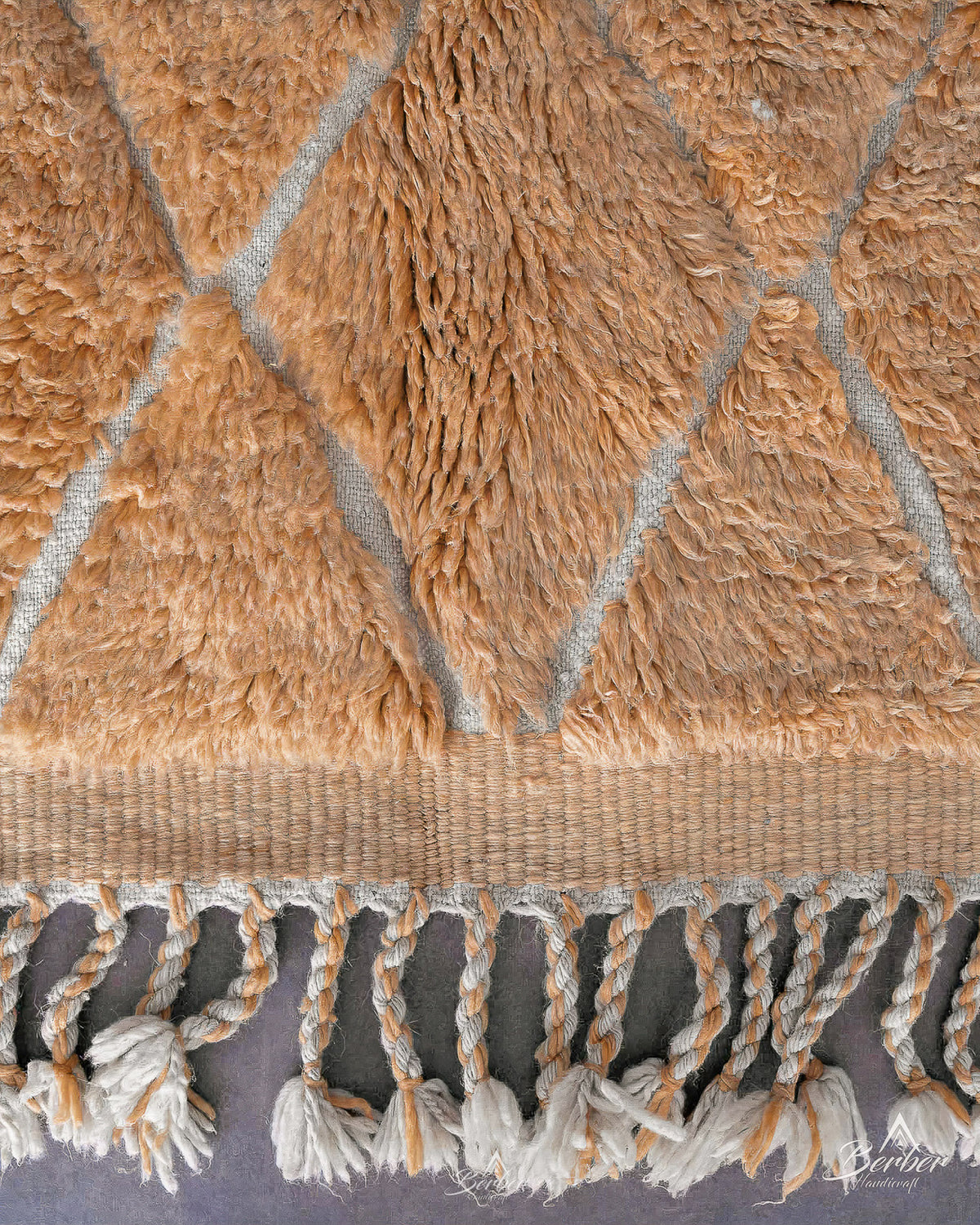 Brown Trellis Rug 3 X 5 Ft | 90 X 150 Cm / With Tassels / Short (0.4” / 1 cm)