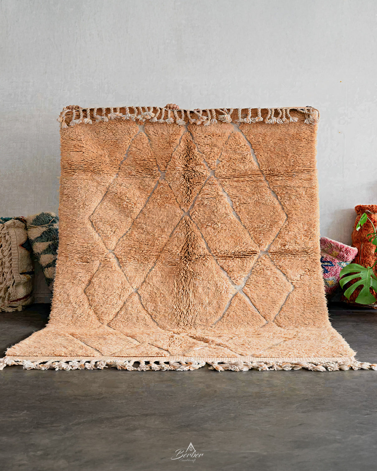 Brown Trellis Rug 3 X 5 Ft | 90 X 150 Cm / With Tassels / Short (0.4” / 1 cm)
