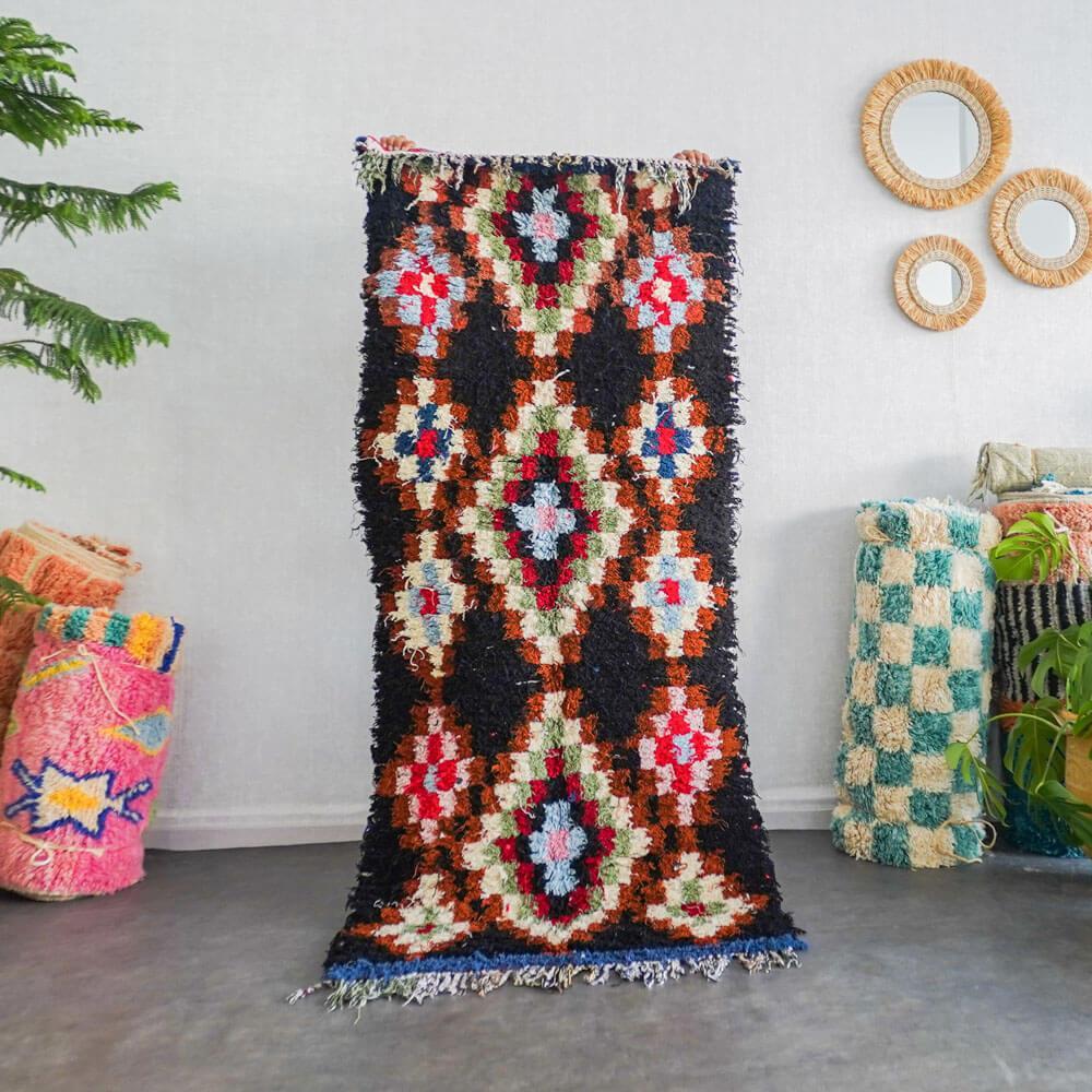 Black Boucherouite rug-Berber Handicraft