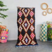Black Boucherouite rug-Berber Handicraft