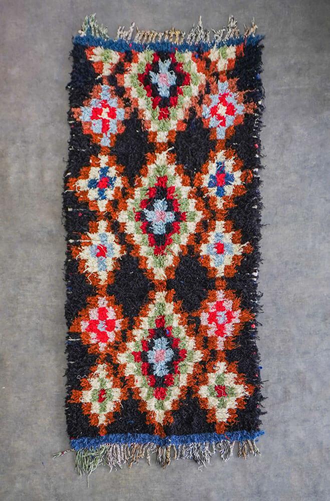 Black Boucherouite rug-Berber Handicraft