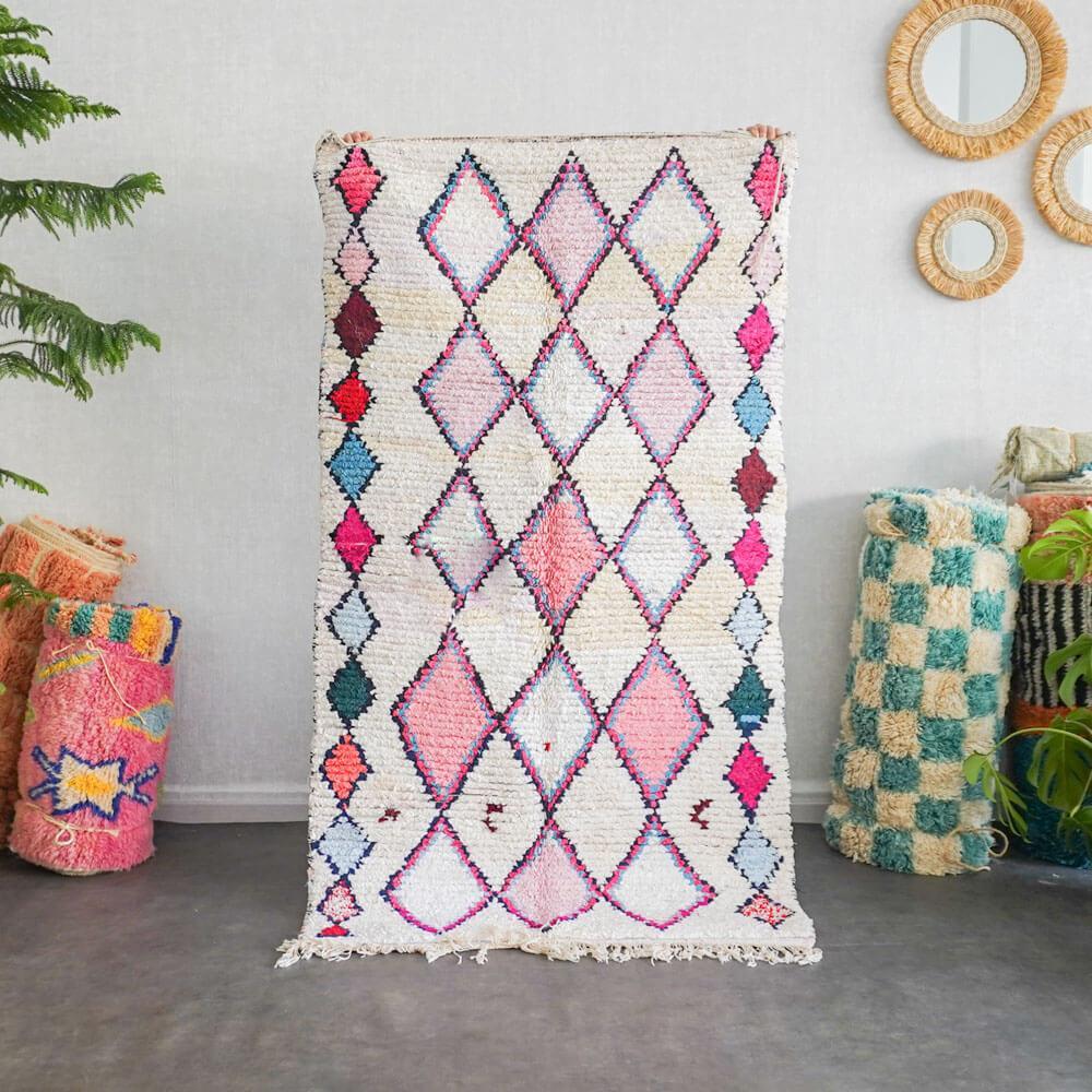 Pink Boucherouite rug-Berber Handicraft